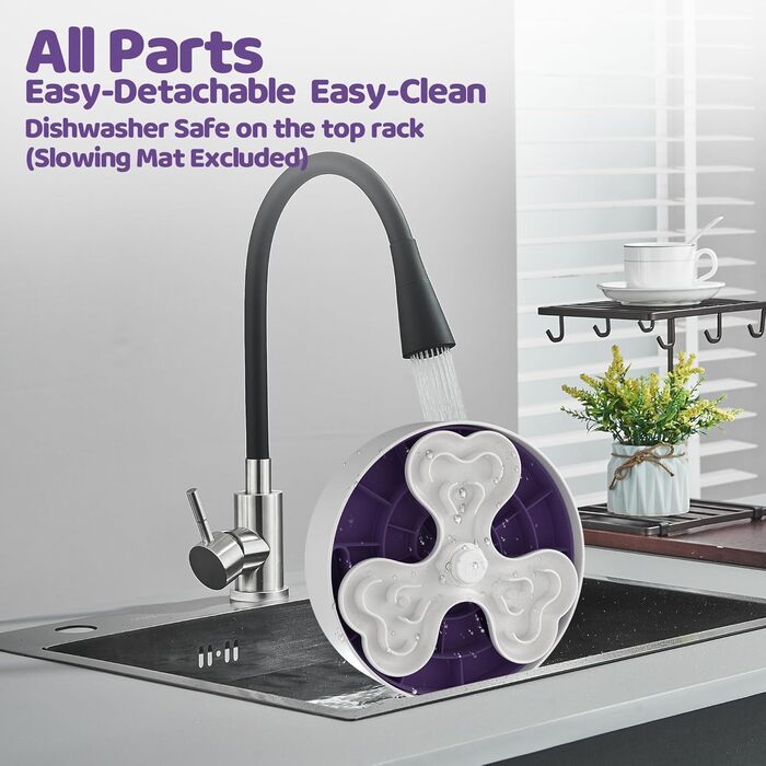 Антишлінговий набір для собак - миска для сухого, вологого та сирого корму | Головоломка для корму для собак для веселих та здорових прийомів їжі | Антишлінговий набір для собак з чотирма лапами, фіолетовий