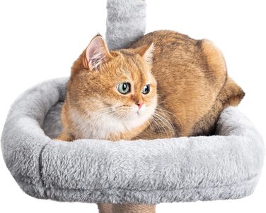 Котячий комплекс HOMIDEC 145 см, дряпка та ігровий будиночок, світло-сірий, із сизалевими стовпами, платформами, лежаком і іграшками