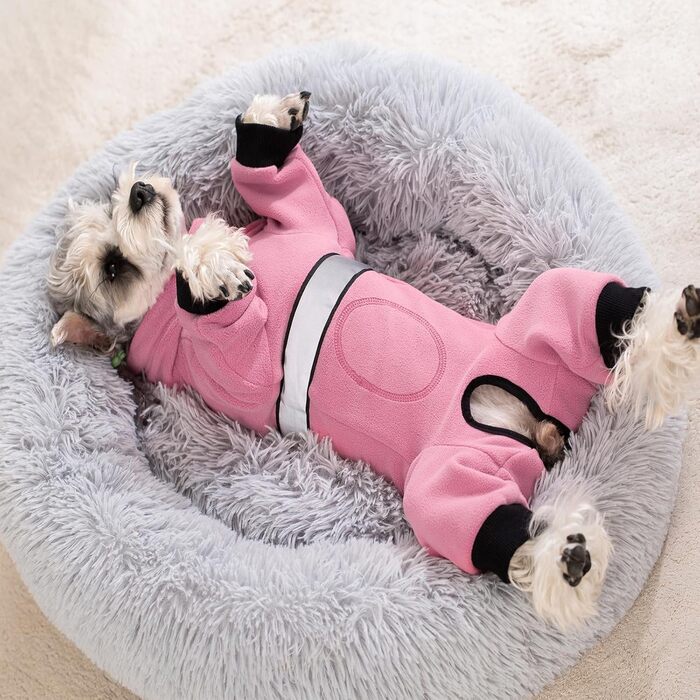 Теплий зимовий комбінезон для собак, флісова куртка-комбінезон з D-початком, для маленьких собак, світло-коричневий, L (Персиковий рожевий, S)