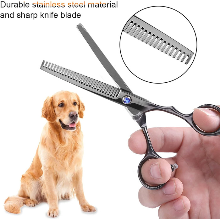 Набір догляду за тваринами, 7 шт. - професійні ножиці для собак та котів, нержавіюча сталь