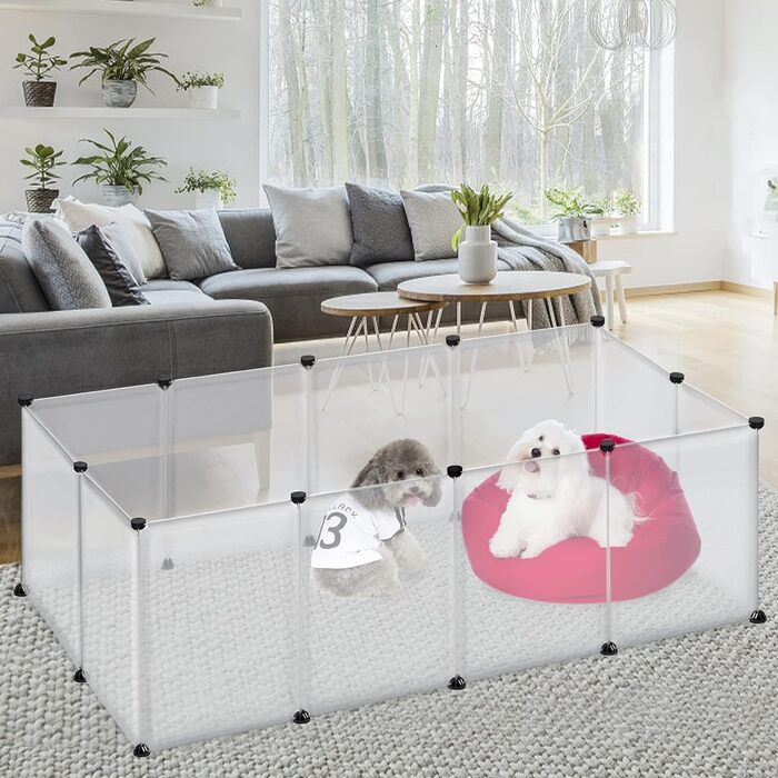 Клітка-вольєр для кроликів, морських свинок, дрібних тварин, без дверей, 145x75x48 см, прозора