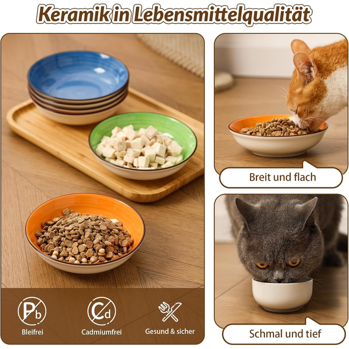 Набір мисок для котів з кераміки - 6 шт. Яскраві миски для котів з візерунком - миски для корму котів, 250 мл, колір 1