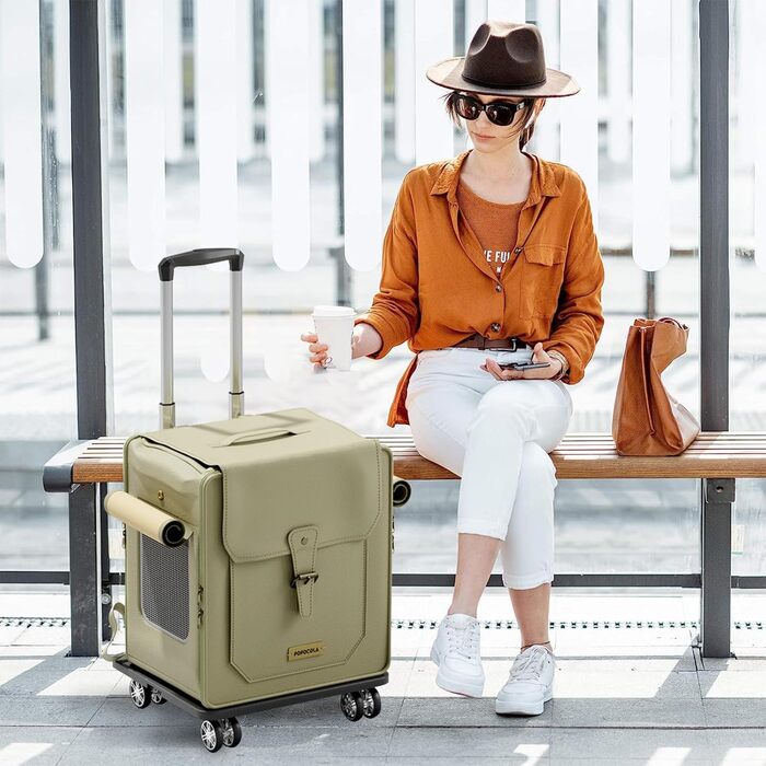 Рюкзак для тварин Galatée з колесами, візок для домашніх тварин, сумка для подорожей з собаками з знімними колесами, рюкзак для собак з сітчастими вентиляційними вікнами (білий) (зелений)