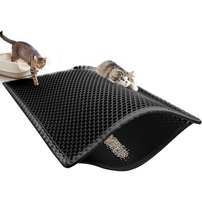 Килимок для котячого туалету Pieviev Katzenklo Matte XXL, 89x61 см, чорний