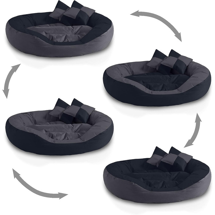 Кругле собаче ліжко BedDog® SABA 4в1, XL, Mocca/чорно-коричневий, 85x70x23 см, ROCK-FLOW (сірий/антрацит)