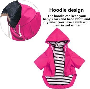 MOREZI Водонепроникний дощовик для собак з захистом лап та міцною капюшоном - Легкий для активного відпочинку - Для малих та середніх порід собак - Застібка-блискавка, регульований шнурок, блакитний, S (X-Large(Обхват грудей: 72-80 см), неоново-рожевий)