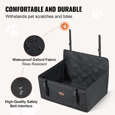 Автокрісло для собак VEVOR - водонепроникне автоліжко для собак до 22 кг, чорне