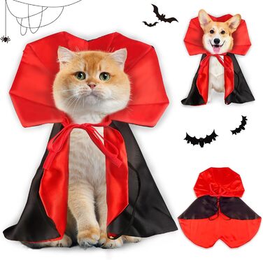 Костюм на Хелловін для дорослих: милий собака, костюми на Хелловін, накидка вампіра, регульований костюм для домашніх тварин з нагрудником, довжина спини 40 см, накидка вампіра-чаклуна, костюми для котів