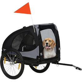 PawHut Причіп для собак, велосипедний причіп для собак, швидкознімні кріплення, водонепроникний, оксфордська тканина, сталь, 140 x 71 x 83 см, чорний