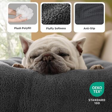 Килимок для собак BEDSURE XL - великий, сірий, 104x69x8 см. З антиковзким дном, для великих собак, з подушкою для заспокоєння.