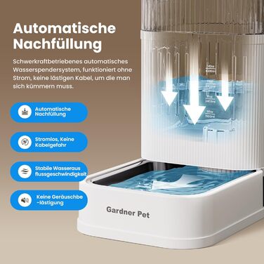 Автоматичний диспенсер води для собак та котів Gardner Pet, годівниця з нержавіючої сталі, велика ємність (6.5L), без електроенергії, BPA-free