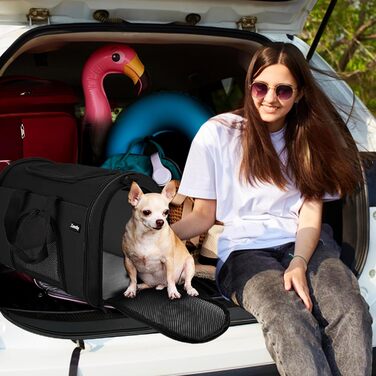 Транспортна переноска для котів та собак, дихаюча та складна, переноска для котів з регульованим плечовим ременем, знімна подушка