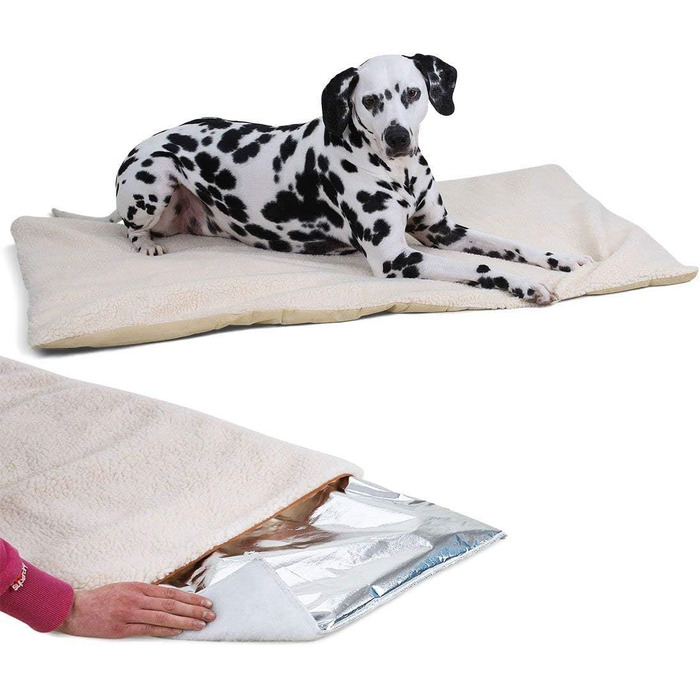 Термоковдра для собак Knuffelwuff з імітацією овечої вовни, XXL, 120 x 75 см, знімний чохол, пральна, для середніх та маленьких собак, бежевий колір
