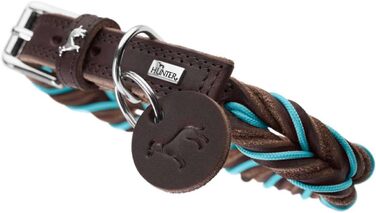 Нашийник HUNTER Solid Education Cord, 50 см, темно-коричневий/бірюзовий, нейлоновий