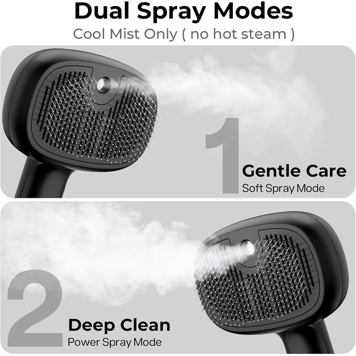 Парфумерна щітка для котів Pecute з функцією розпилення, масажна щітка для видалення шерсті, чорна