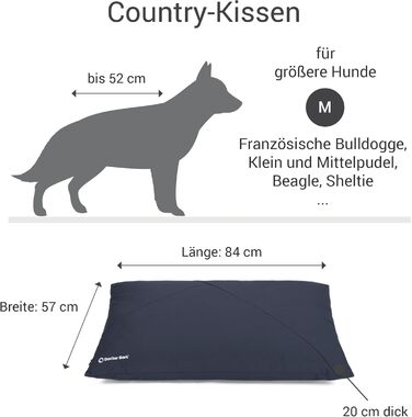 М'яке лежаче ліжко для собак середніх порід GreenLabel Country-Kissen, колір кобальтовий (M)