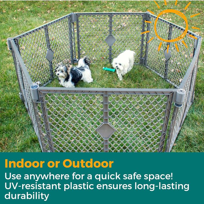 Laufstall для собак North States MYPET Petyard, 6 панелей, 66 см, складаний, для дому та вулиці, Feldstone Basic
