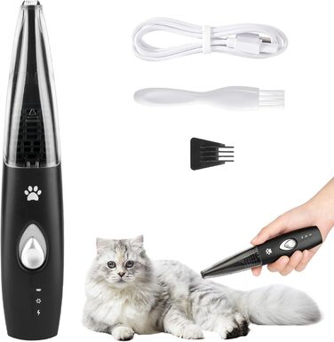 Триммер для собак OFFCUP: Безшумна машинка для стрижки з пилососом, для догляду за лапами, обличчям та вухами. Підходить для собак та котів. Акумуляторний триммер для домашнього грумінгу.