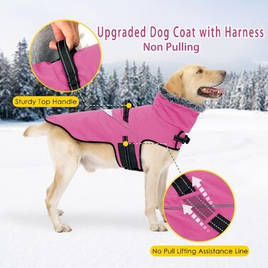 Теплий зимовий пуловер для собак LiANZIMAU з блиском, флісова куртка-дощовик для малих, середніх та великих собак, сіро-зелений (S, Рожевий)