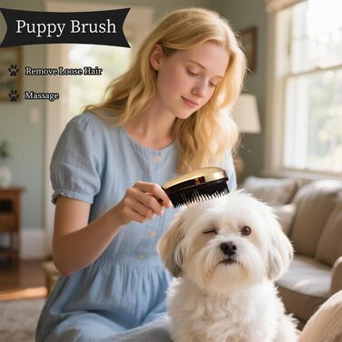 Маленька щітка для собак у формі коми, підходить для Йоркширського тер'єра, Ши-тцу, Мальтізе, Мальтіпу, Померанського спанієля - М'які щетинки для легкого видалення шерсті, аксесуари для цуценят (Рожеве золото)