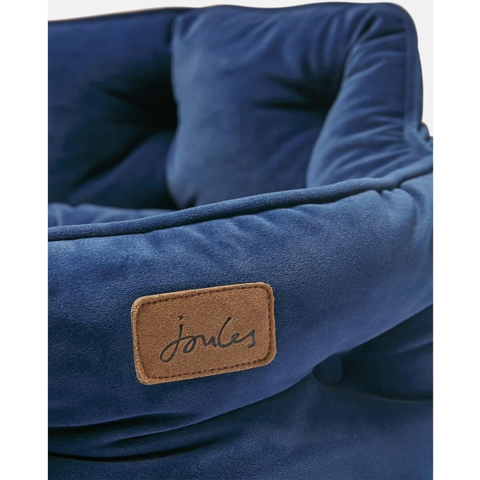 Ліжко для собак Roewood x Joule Chesterfield, невелике, розкішне, з антиковзким дном, додатковою підкладкою та підтримкою, дизайн у стилі Chesterfield, зручне місце для відпочинку (темно-синій, 70x70x27 см)