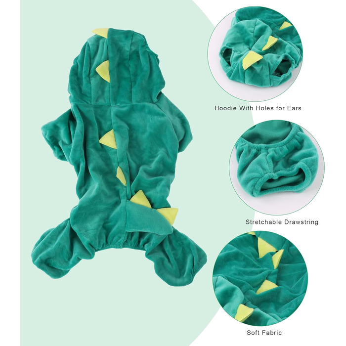 Костюм на Хелловін для собак великих порід DELIFUR, динозавр, зелений, розмір 3XL