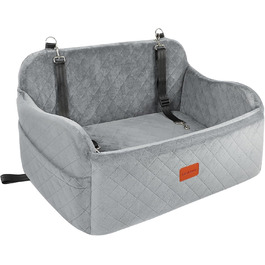 Lealchum Автокрісло для великих собак, м'яке ліжко з наповнювачем Memory Foam, знімний і праний чохол, 2 повідці, чорний/коричневий, розмір L
