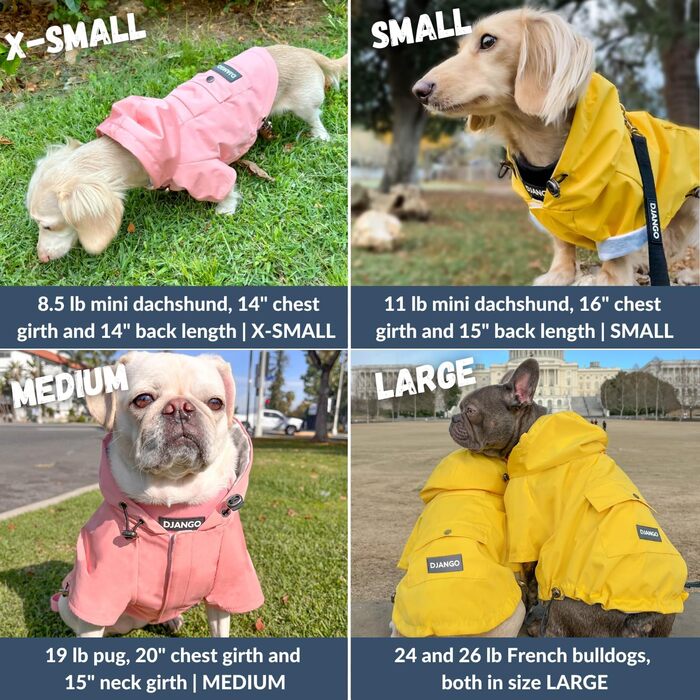 Водонепроникний дощовик для собак DJANGO Highland, оливковий, розмір M, з капюшоном та кишенею, для маленьких та середніх собак