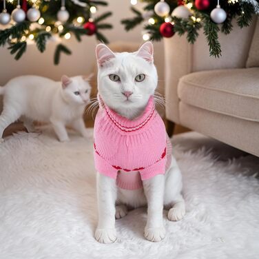 Теплий в'язаний зимовий пуловер для собак з коміром-горловиною, підходить для котів та цуценят, розмір Small