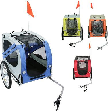 Фahrрадіопричіп універсальний для собак, складаний, Oxford Tuch, з відбивачами, 73x137x90 см, до 40 кг, червоно-чорний/синьо-сірий