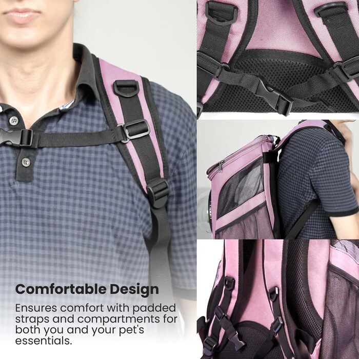 Рюкзак-переноска для тварин Pink: зручний, з вентиляцією, для подорожей