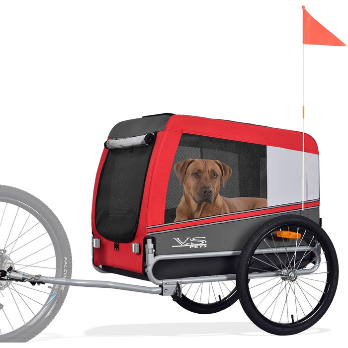 Тігго VS Pets L: велопричіп для собак великого розміру, 270 л, до 35 кг, червоний
