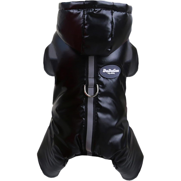 Теплий зимовий одяг для собак Izefia: чорний теплий комбінезон для собак з бавовни, водонепроникний, для маленьких та середніх собак, L (довжина спини 27 см)