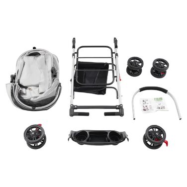 Складаний візок для собак та котів, сірий (50x60 см)