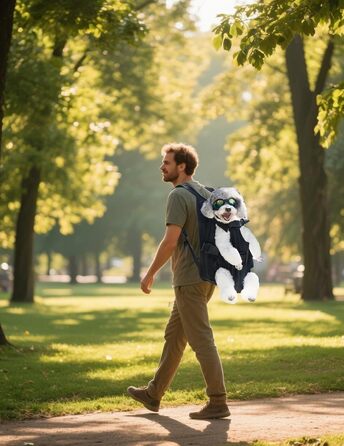 Рюкзак для тварин: переноска для собак та котів, регульована, чорний, L