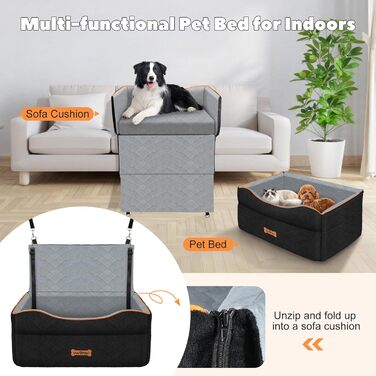 Автокрісло для собак VavoPaw: комфортне та безпечне автокрісло для середніх та маленьких собак (до 23 кг), чорний/сірий, розмір M