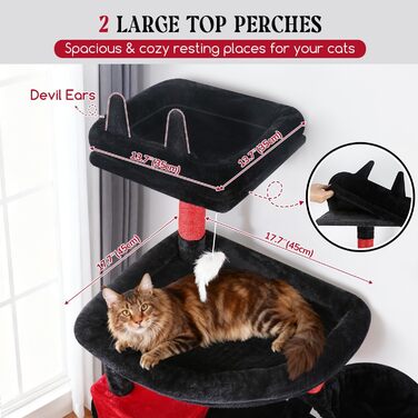 Драбина для котів Globlazer XXL Gothic: 209 см, 2 будиночки, велика платформа, 3 корзини, 8 стовпчиків з сизалю, стійка конструкція для великих котів