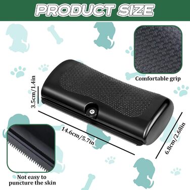 Щітка для собак Fellwunder: видалення шерсті, комфортна ручка, для короткошерстих собак та інших тварин, чорна