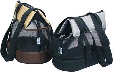 Дихаюча літня переноска для собак та котів, чорна, S, 38 x 20 x 25 см