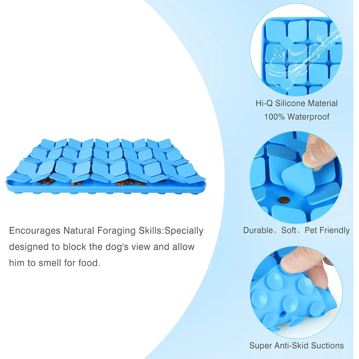 Інтерактивна килимок для собак, 2 шт. з силікону, для тренування нюху та повільного годування, рожевий + блакитний, розмір M-8'X13'