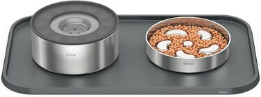 Підкладка під миски для котів та собак, силіконова, з високим бортиком, вологостійка, сіра