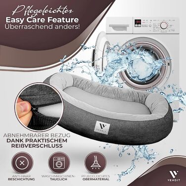 Ортопедичне ліжко для собак Vendit XL для середніх собак - матрац з Memory Foam, антибактеріальне та нейтралізуюче запахи, водонепроникне та стійке до подряпин, зі знімним чохлом, нековзне та довговічне. Розміри: 120 x 85 x 19 см