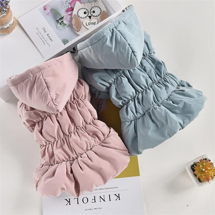 Теплий зимовий одяг для собак - флісовий жилет з капюшоном для цуценят, дрібних порід (Чихуахуа, Йоркширський тер'єр) - рожевий, XS, X-Small, блакитний