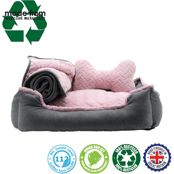 Кімнатне ліжко для собак Ancol – м'яка підстилка з бортиками, 60 x 50 см, рожевий колір