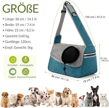 Сумка-переноска для собак та котів ALLSOPETS, блакитна, до 5 кг