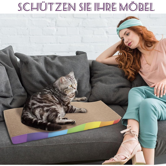 Котячі кігтеточки, 2 шт. Міцні картонні кігтеточки для котів з котячою м'ятою, перероблювана картонна підставка для дряпання котів 62.9 * 21.5 * 4.8 см, кігтеточки для догляду за кігтями