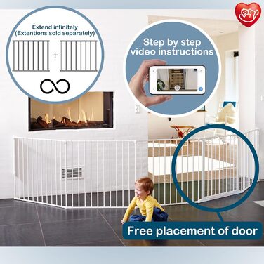 BabyDan Flex XXL, захисне ворота для каміну та сходів, 90-350 см, чорний колір, виробництво Данія