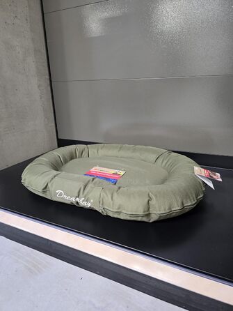 Кругле ліжко для собак Flamingo Dreambay, 100x75x15 см, підходить для лабрадорів, голден ретриверів, боксерів, далматинців, зелений колір