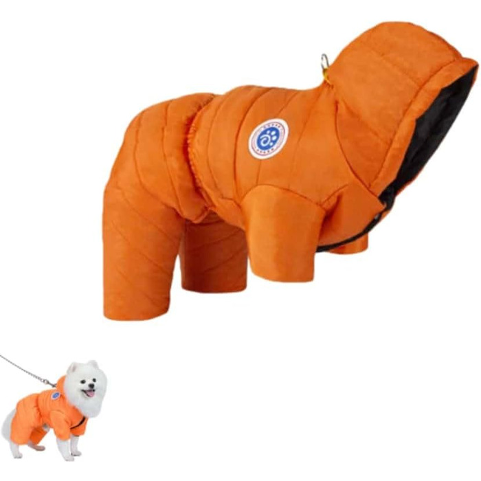 Зимова тепла куртка для собак, водонепроникна та вітрозахисна, для маленьких та середніх собак (Помаранчевий, S)