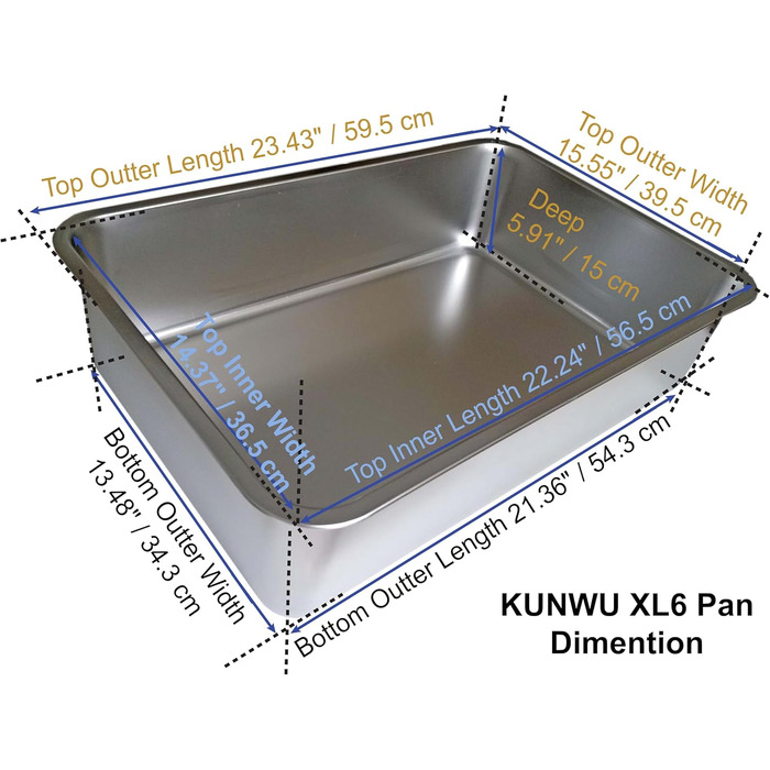 Набір для туалету котів KUNWU, нержавіюча сталь, 60x40x15 см, для котів, собак та кроликів, антикорозійний, легко чиститься, довговічний (XL)